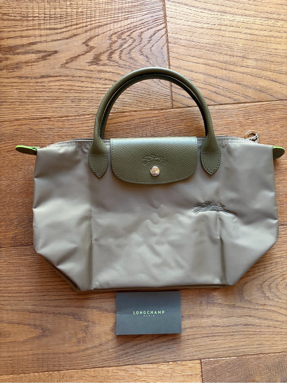Longchamp Olive Green Le Pliage Small Top-Handle Tote